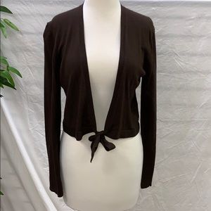 Sutton Studio Brown Sweater with tie at waist